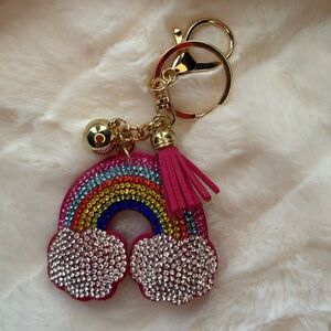Purse Bling- Colorful Rainbow Keychain with Gold Accents